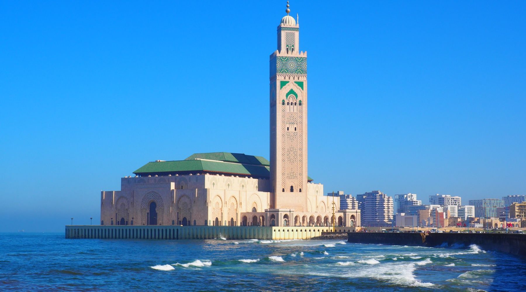 The Hassan II Mosque on the Atlantic shore in Casablanca