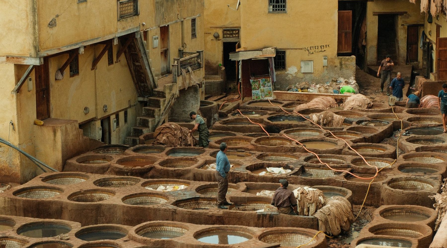Dye vats of the Chouara tannery in the Fez medina