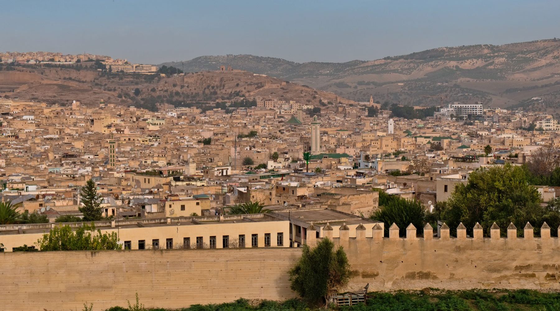 Panorama of Fes el-Bali behind its historic city walls