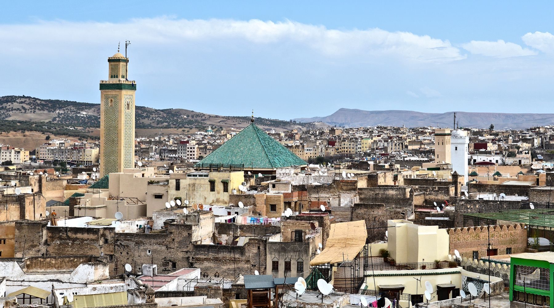 Rooftops and minarets of Fes el-Bali, Morocco