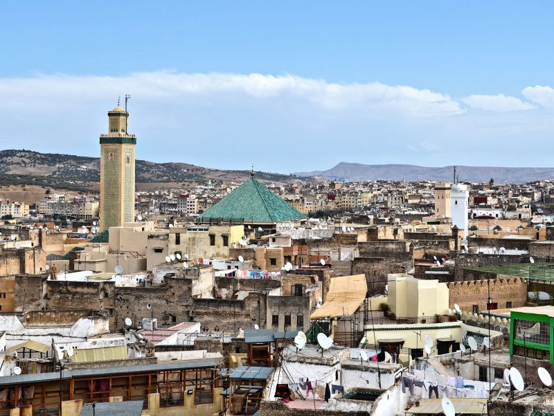 Rooftops and minarets of Fes el-Bali, Morocco