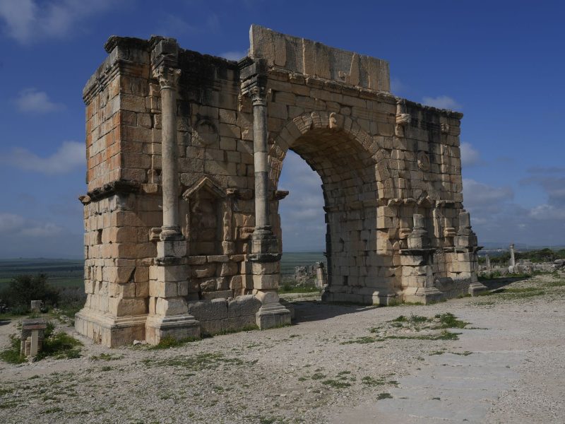 The Roman arch of Caracalla at Volubilis, Morocco